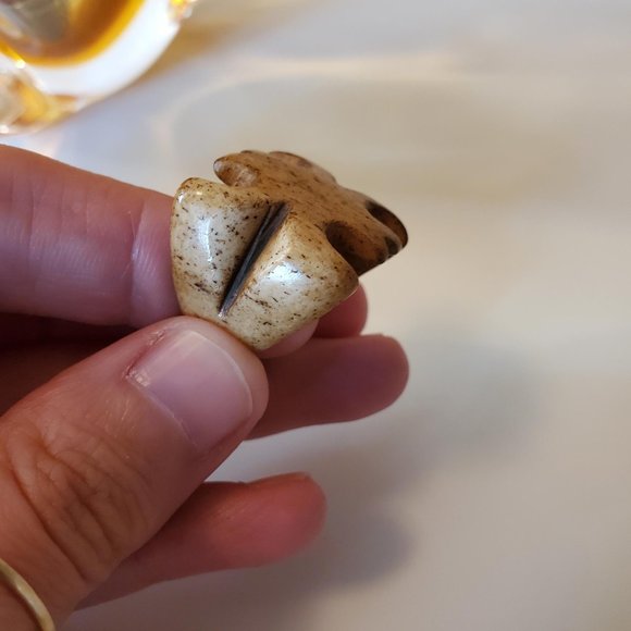 Hand Carved Natural Bone Maltese Cross Etched Statement Ring - Picture 4 of 7